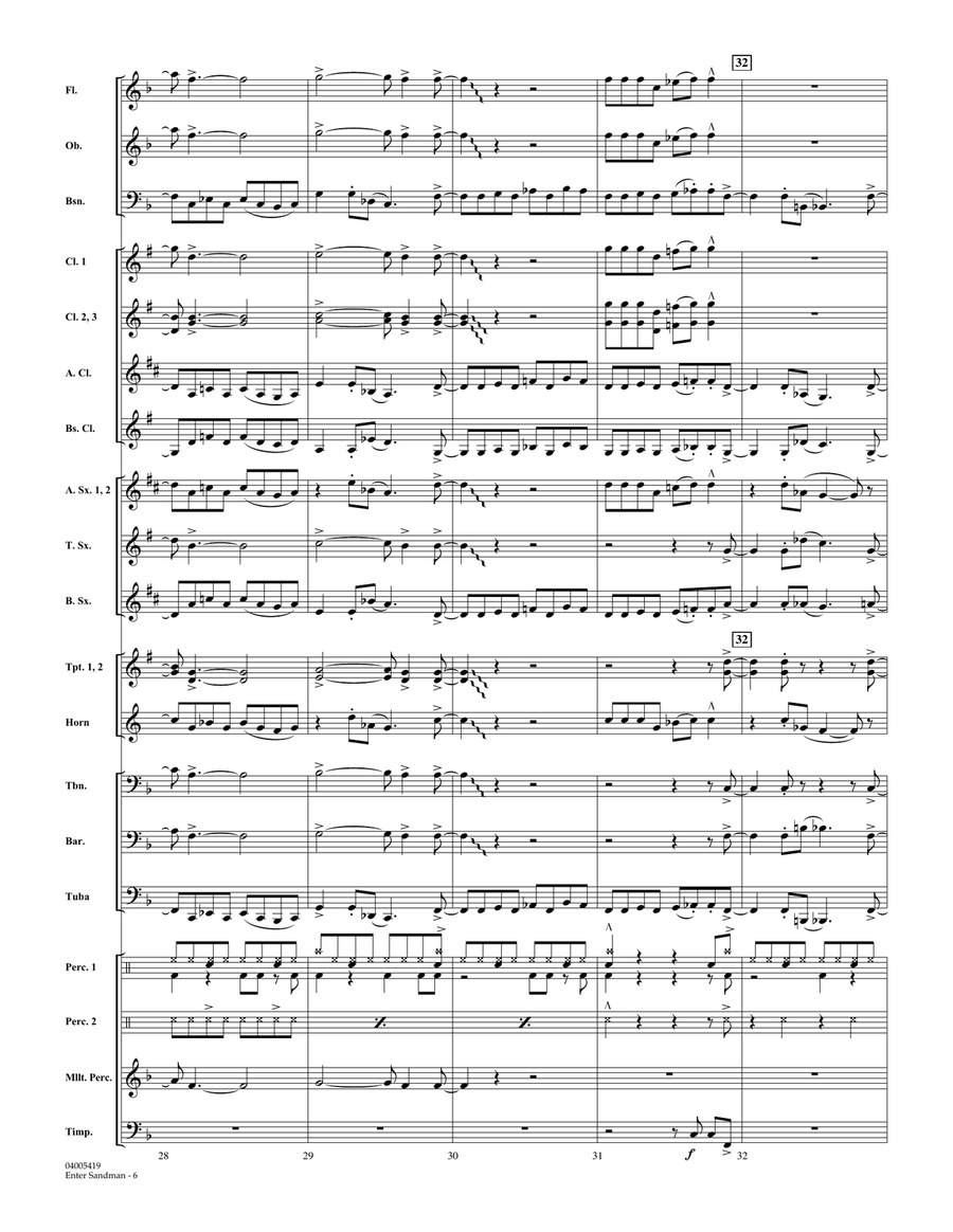 Enter Sandman - Conductor Score (Full Score) Concert Band scores gallery preview page 6