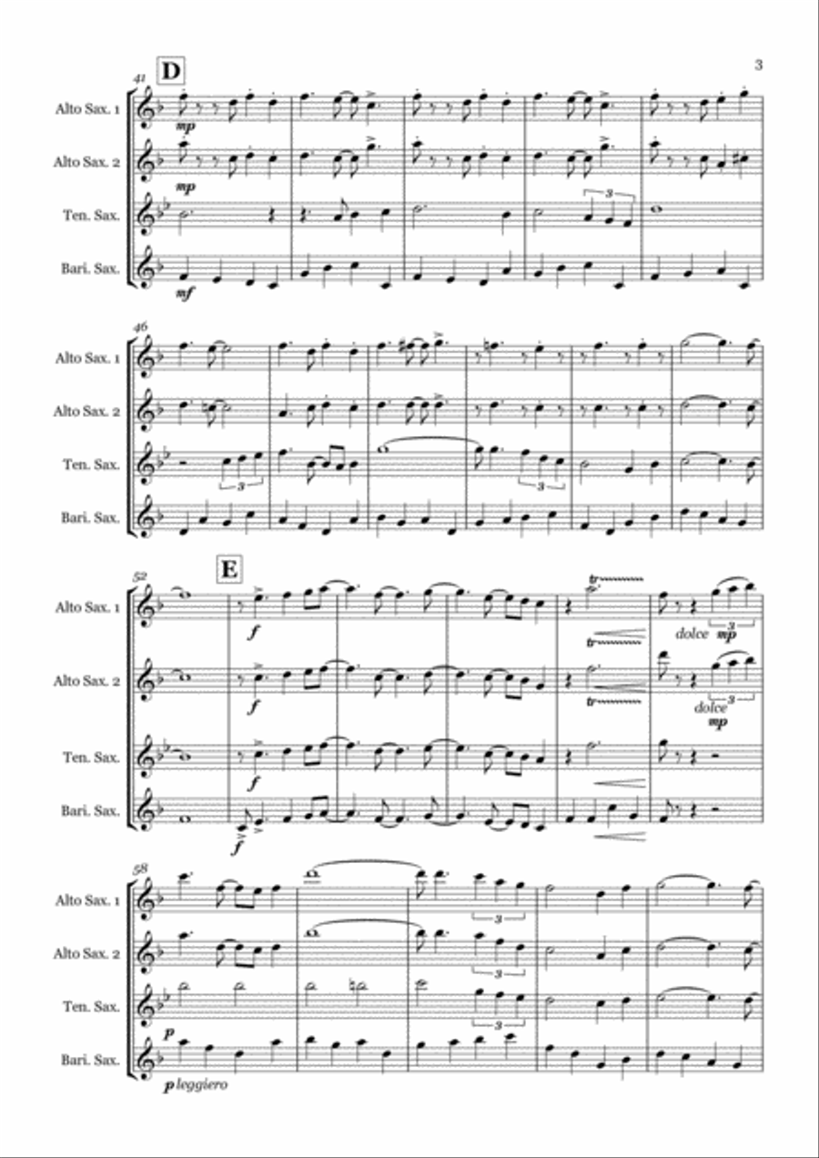 Beyond The Sea Saxophone Quartet scores gallery preview page 3