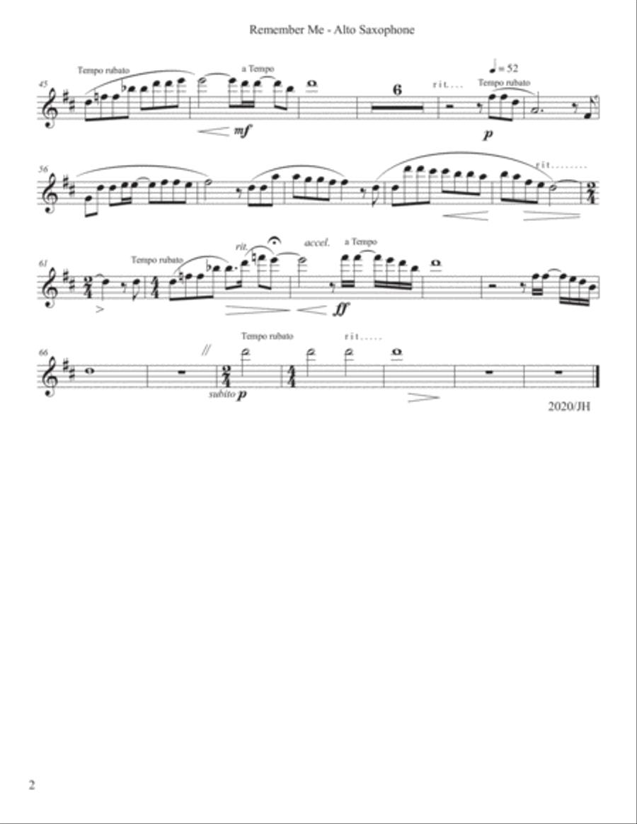 Remember Me (lullaby) Alto Saxophone scores gallery preview page 2