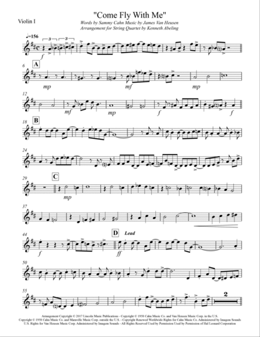 Come Fly With Me String Quartet scores gallery preview page 6