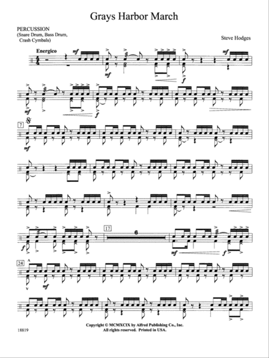 Grays Harbor March: 1st Percussion Concert Band scores gallery preview page 1