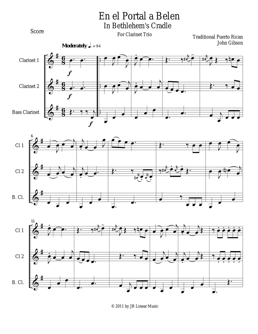 In Bethlemen's Cradle for Clarinet Trio Clarinet Trio scores gallery preview page 1