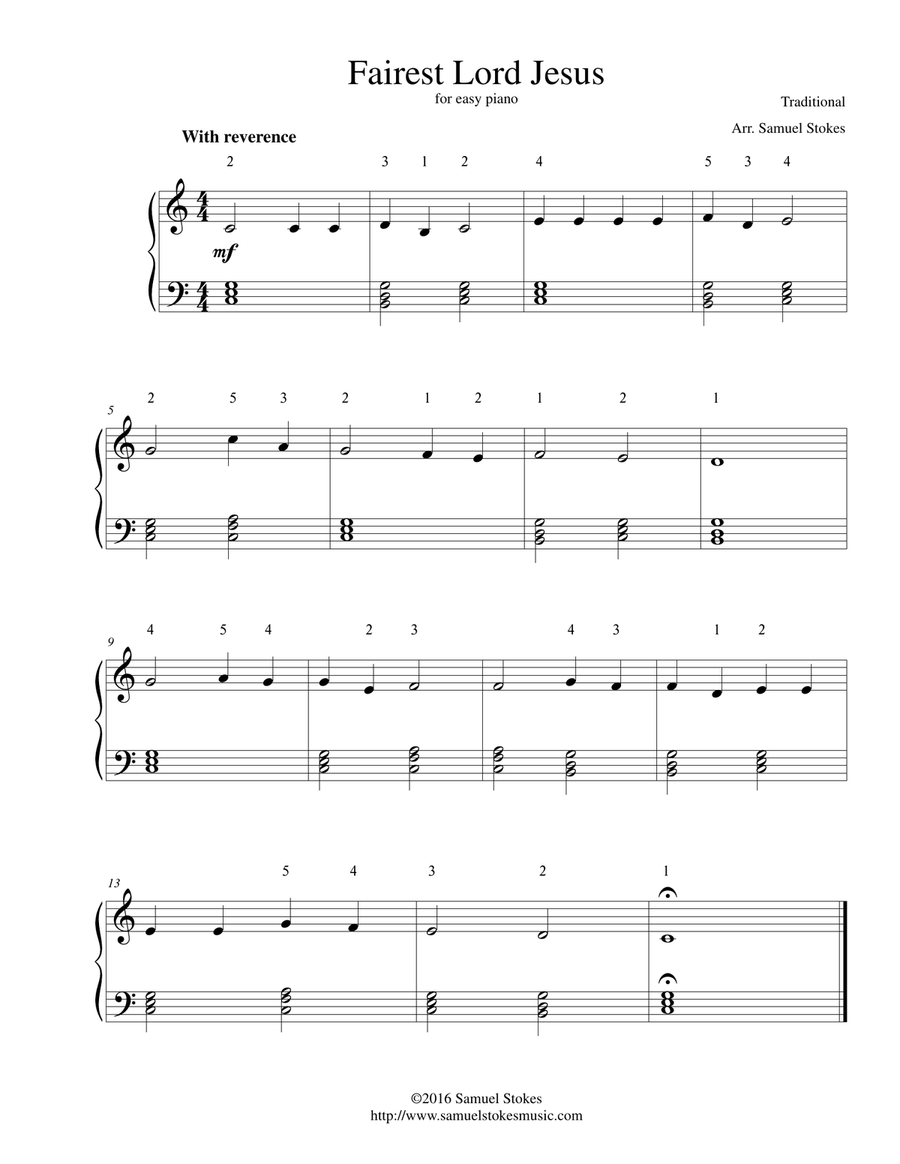 Fairest Lord Jesus - for easy piano Fairest Lord Jesus - for easy piano Easy Piano scores gallery preview page 1
