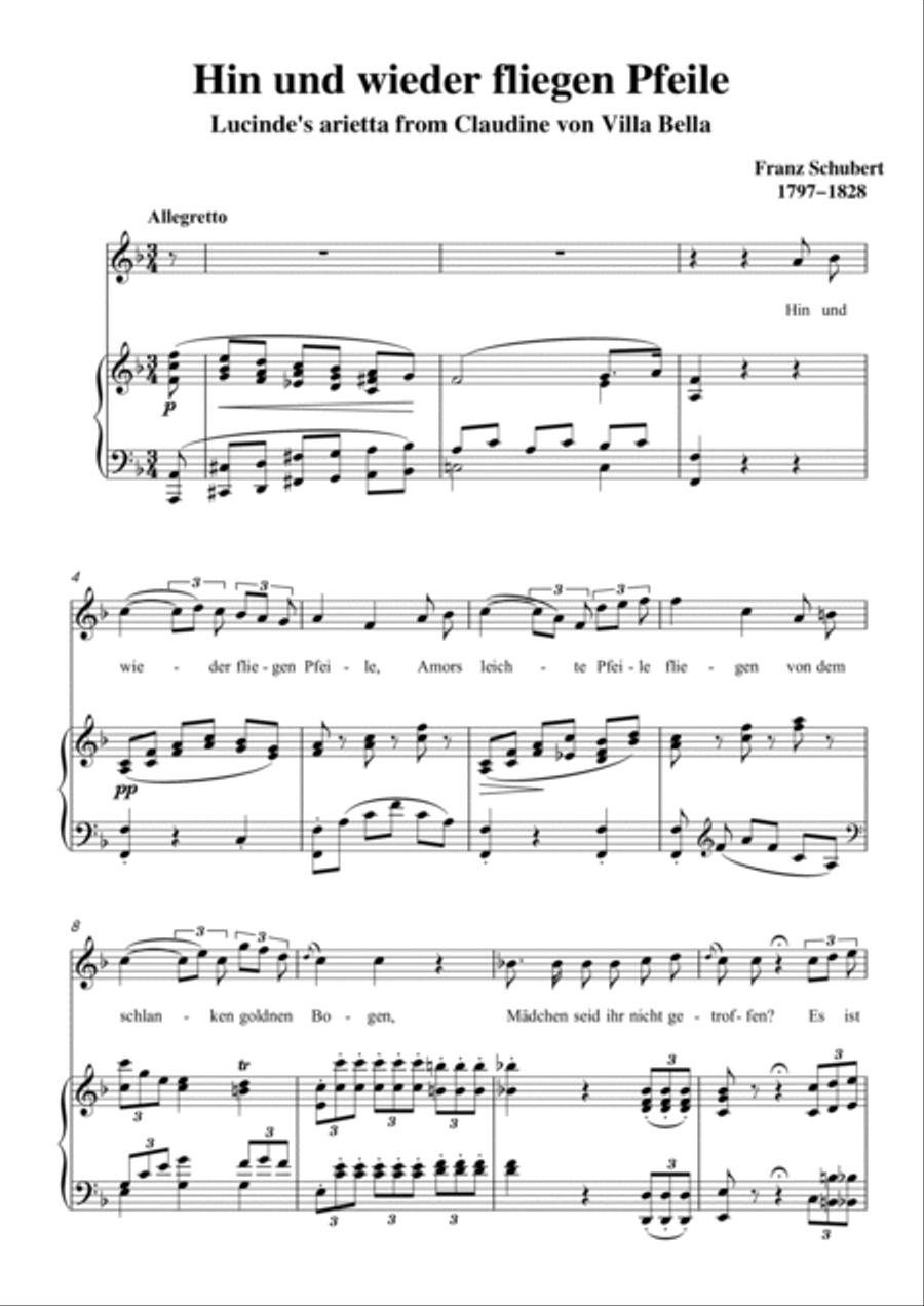 Schubert-Hinund wieder fliegen Pfeile in F for Vocal and Piano Voice scores gallery preview page 2