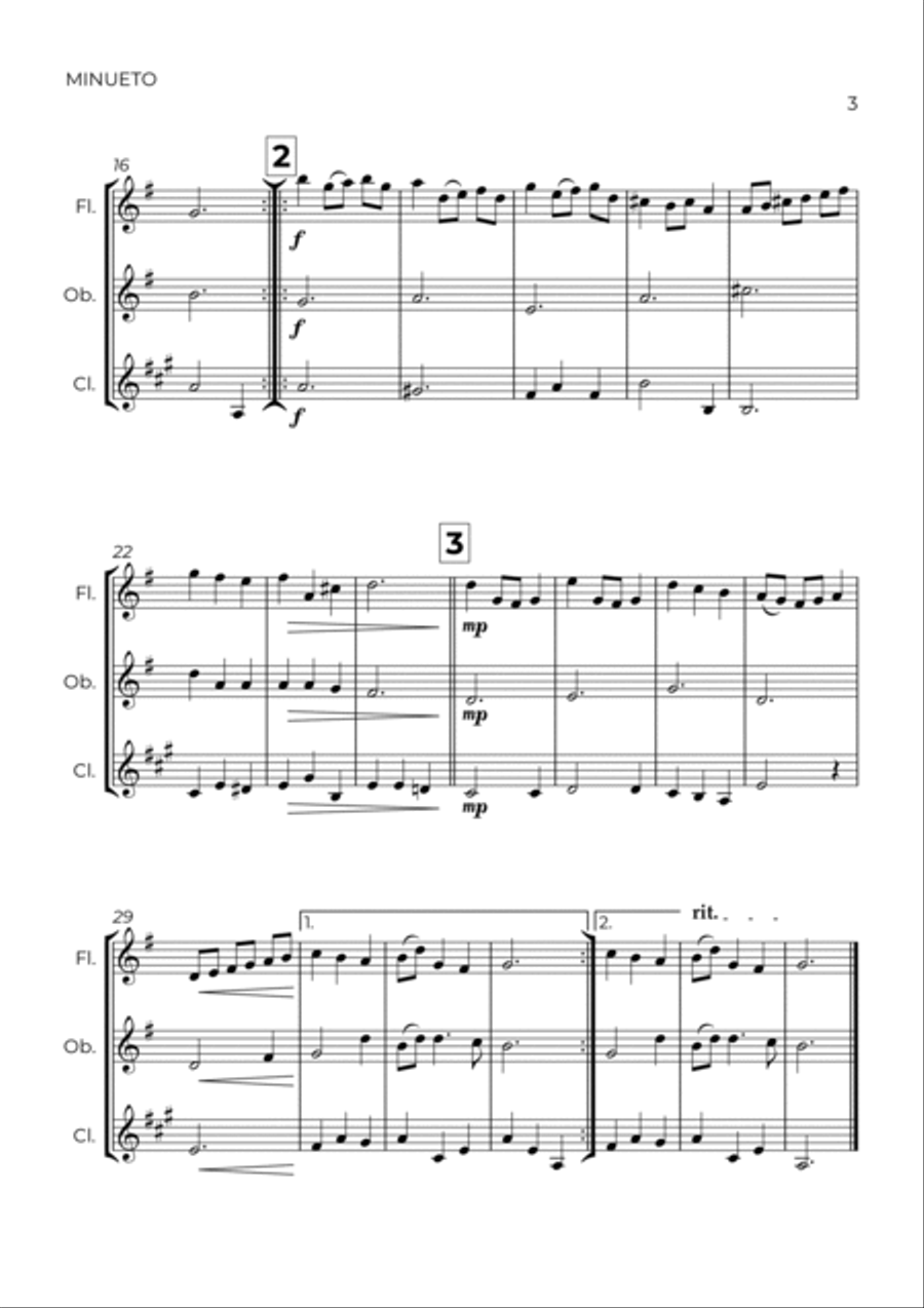MINUETO - BACH - SAX TRIO (SOPR, ALTO & TENOR) Small Ensemble scores gallery preview page 3