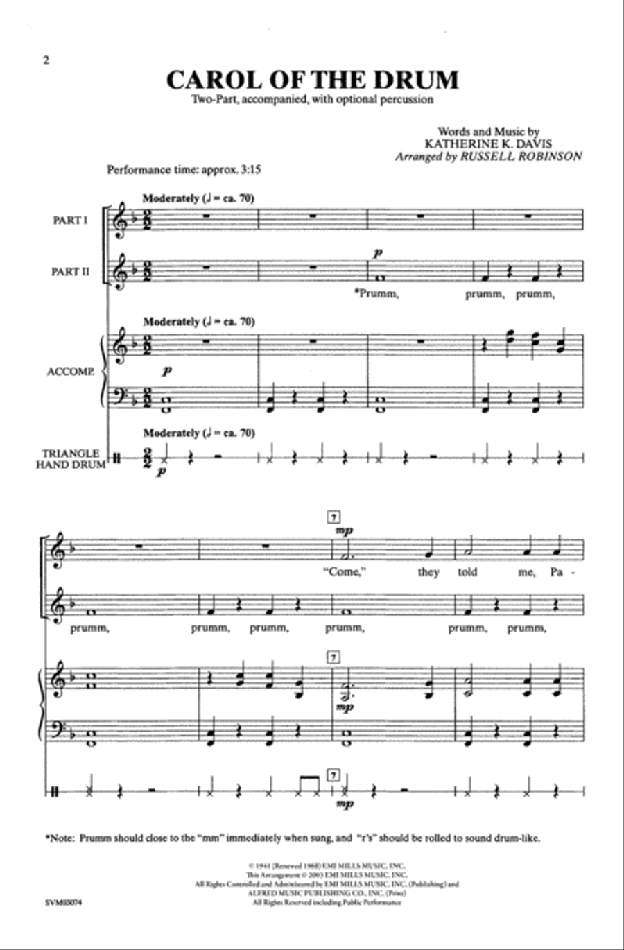 Carol of the Drum 2-Part scores gallery preview page 2