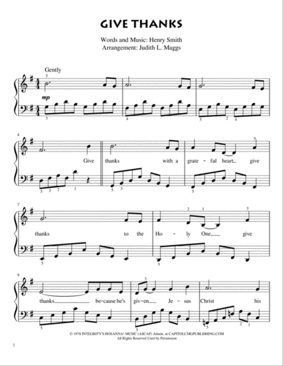 Give Thanks Give Thanks Easy Piano scores gallery preview page 2