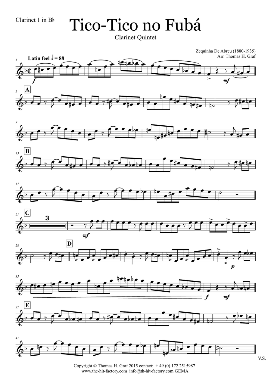 Tico-Tico no Fubá - Choro - Clarinet Quintet Clarinet Quintet scores gallery preview page 5