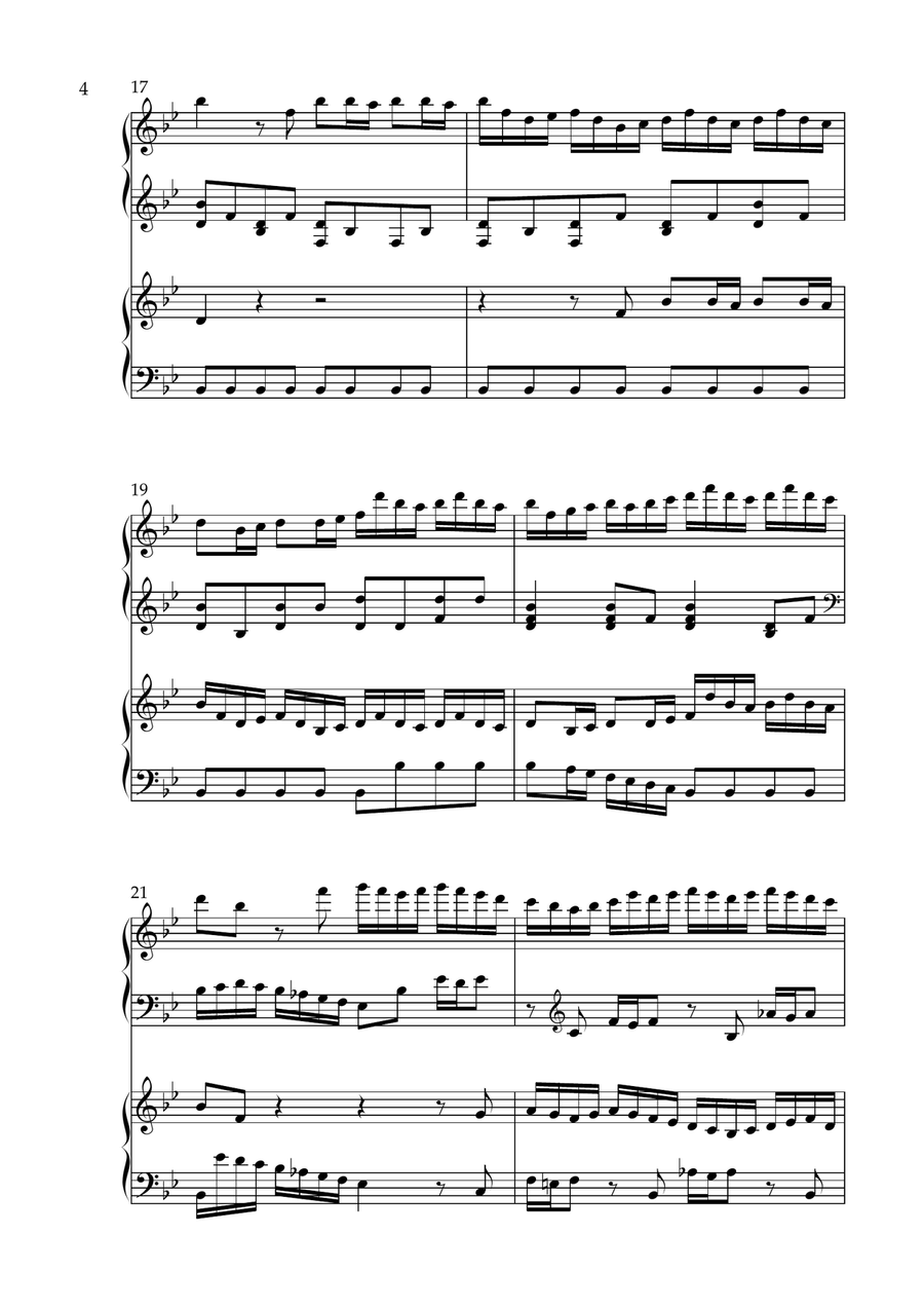 Brandenburg Concerto No. 6 in Bb Major, BWV 1051 (arr. for Organ Duet) by Johann Sebastian Bach Organ Solo scores gallery preview page 4