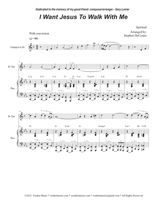 I Want Jesus To Walk With Me (Bb-Trumpet solo and Piano)