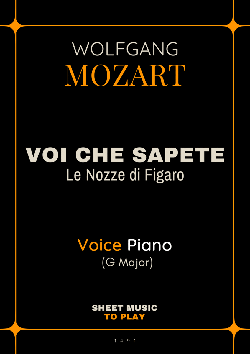 Voi Che Sapete from Le Nozze di Figaro - Voice and Piano - G Major (Full Score and Parts) image number null