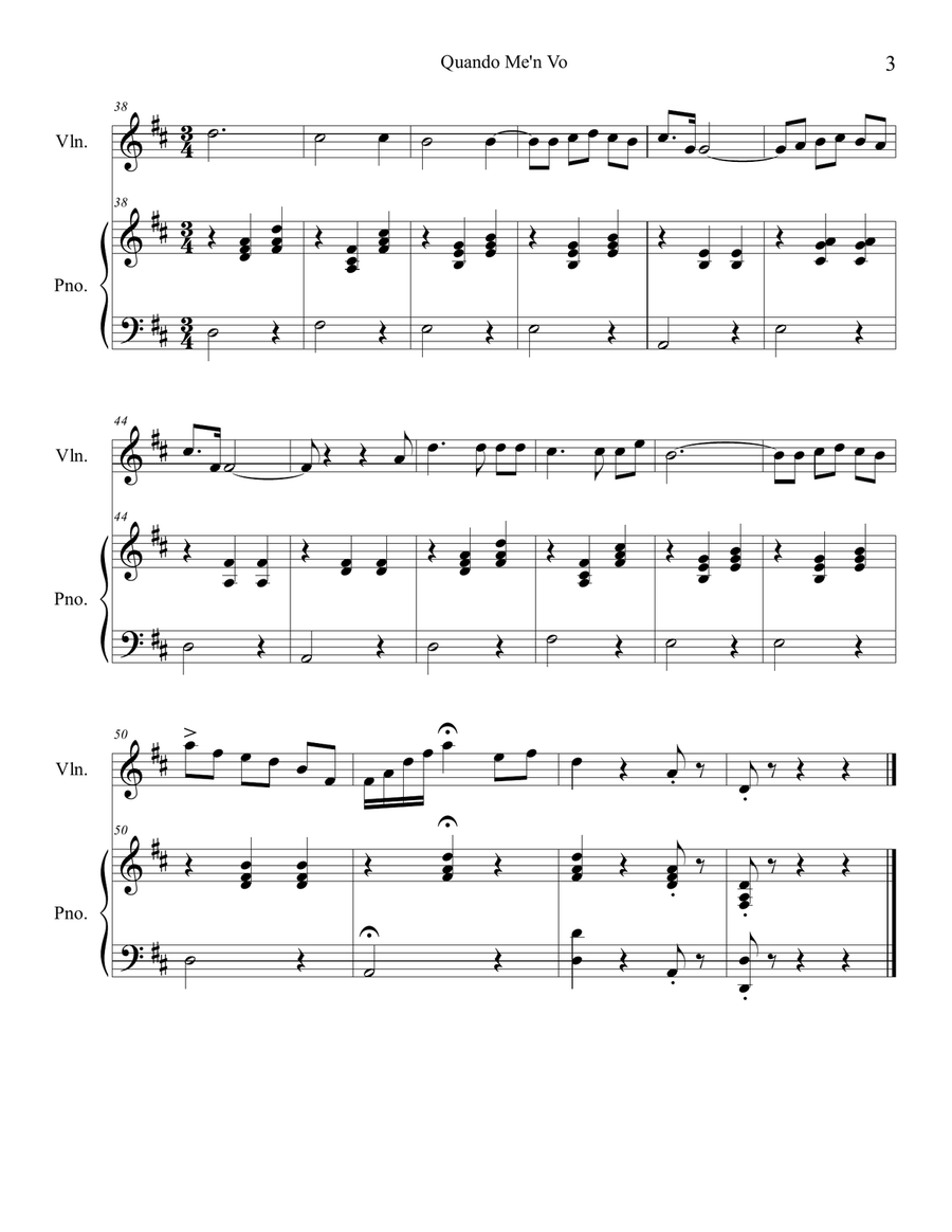 Quando Me'n Vo' Quando Me'n Vo' Violin Solo scores gallery preview page 3