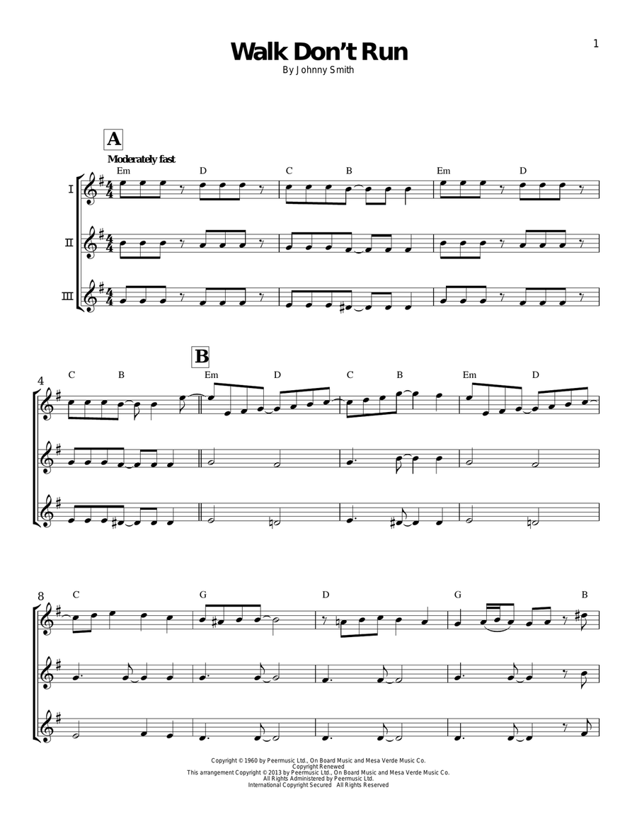 Walk Don't Run Walk Don't Run Ukulele scores gallery preview page 1