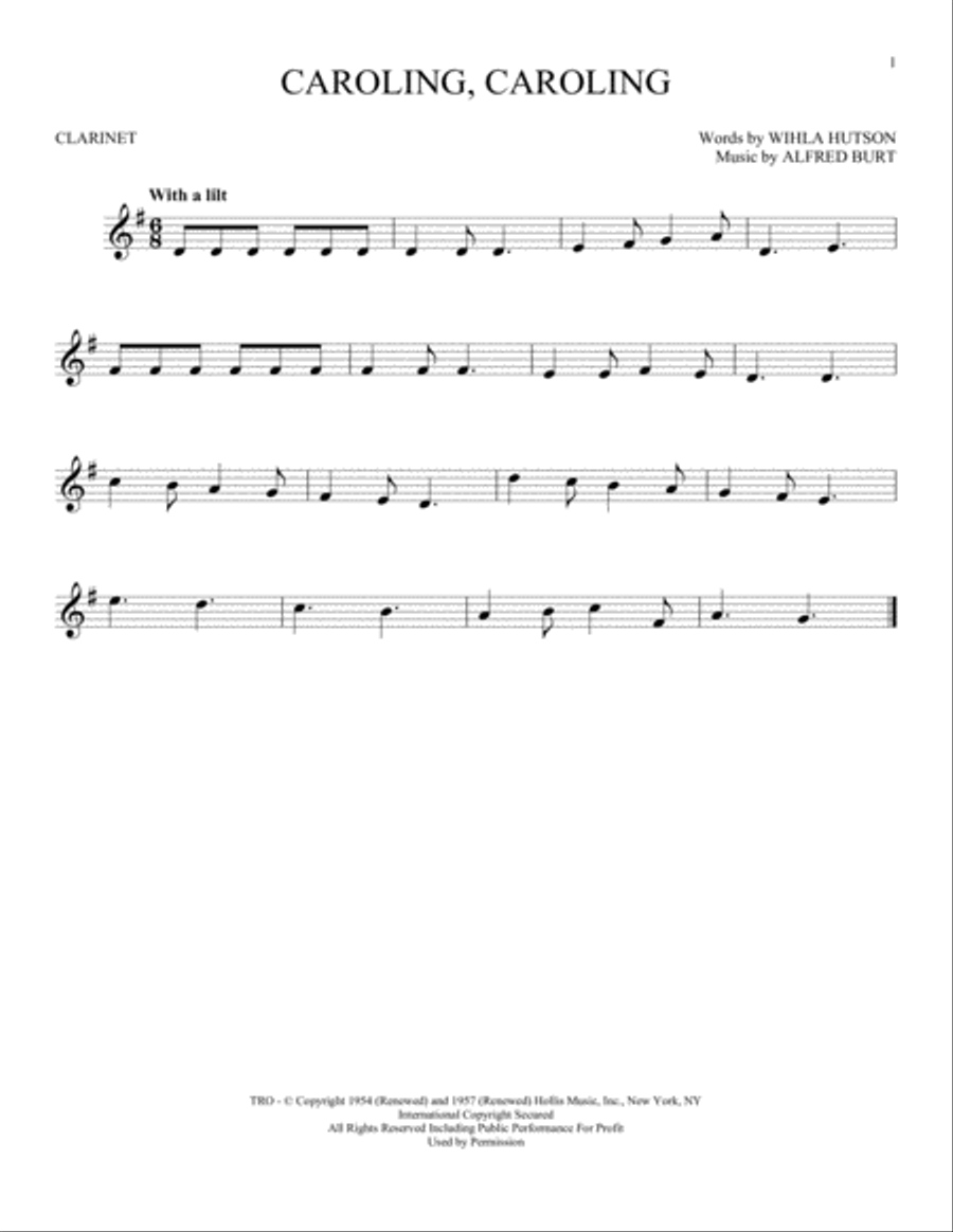Caroling Clarinet Solo scores gallery preview page 1