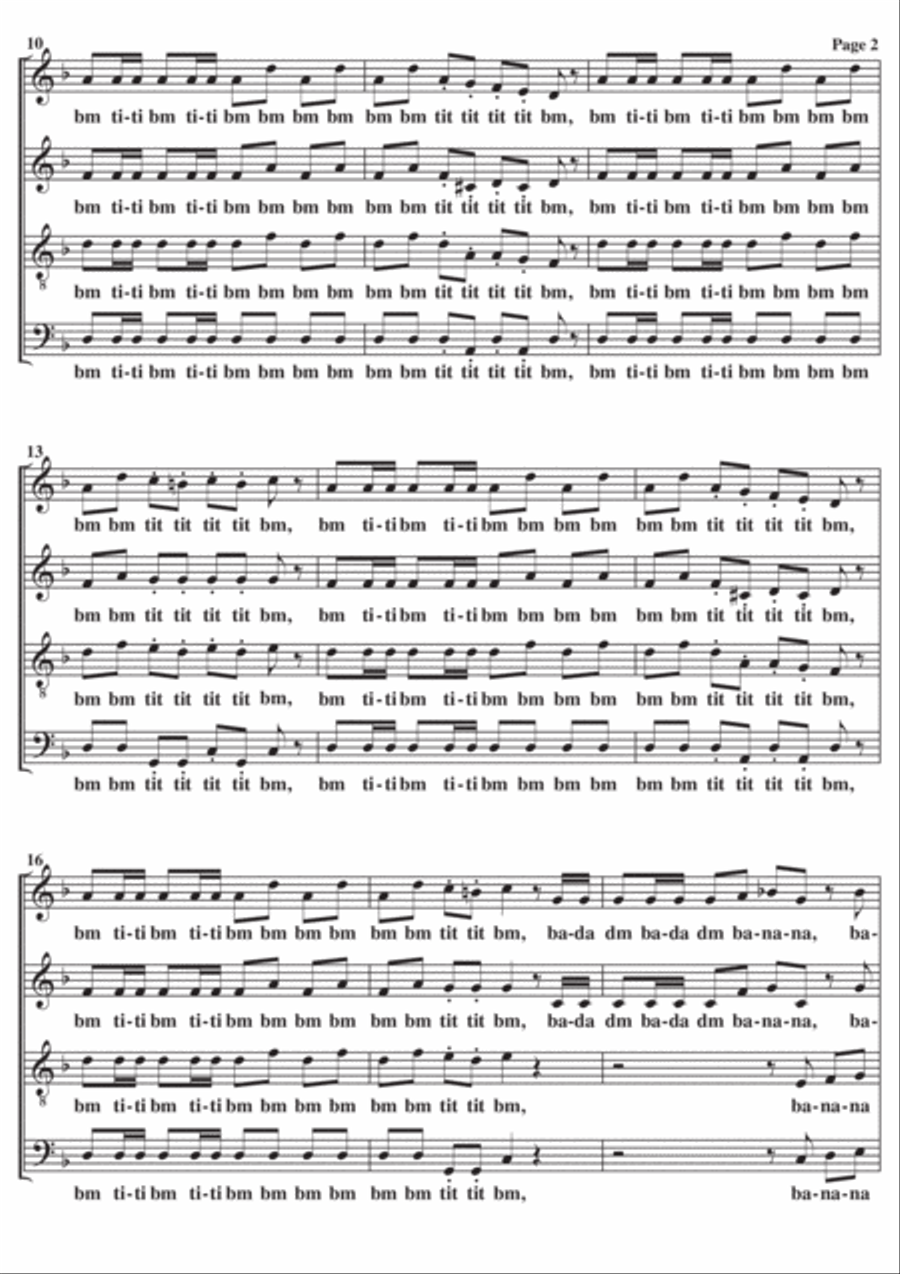 The Lone Ranger theme tune A Cappella SATB 4-Part scores gallery preview page 2