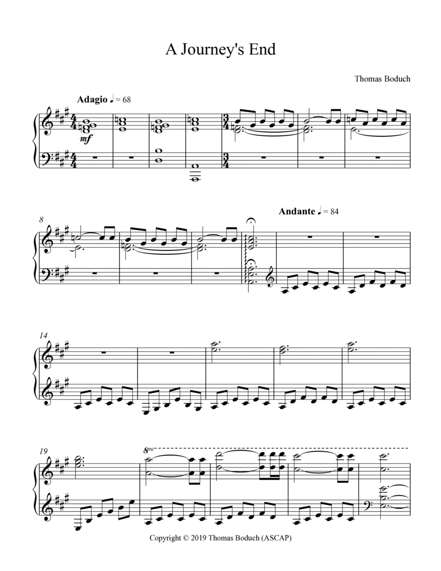 A Journey's End Piano Solo scores gallery preview page 1