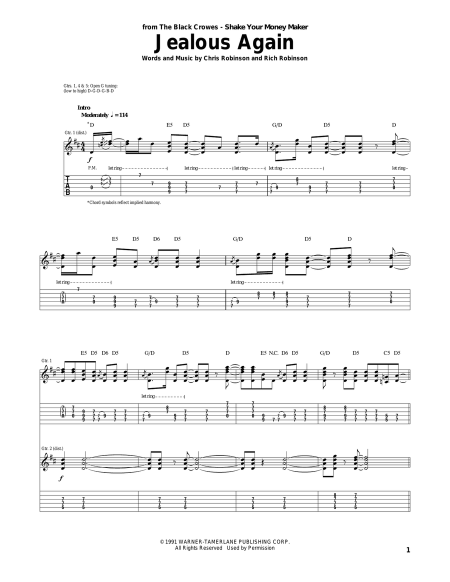Jealous Again Acoustic Guitar scores gallery preview page 1