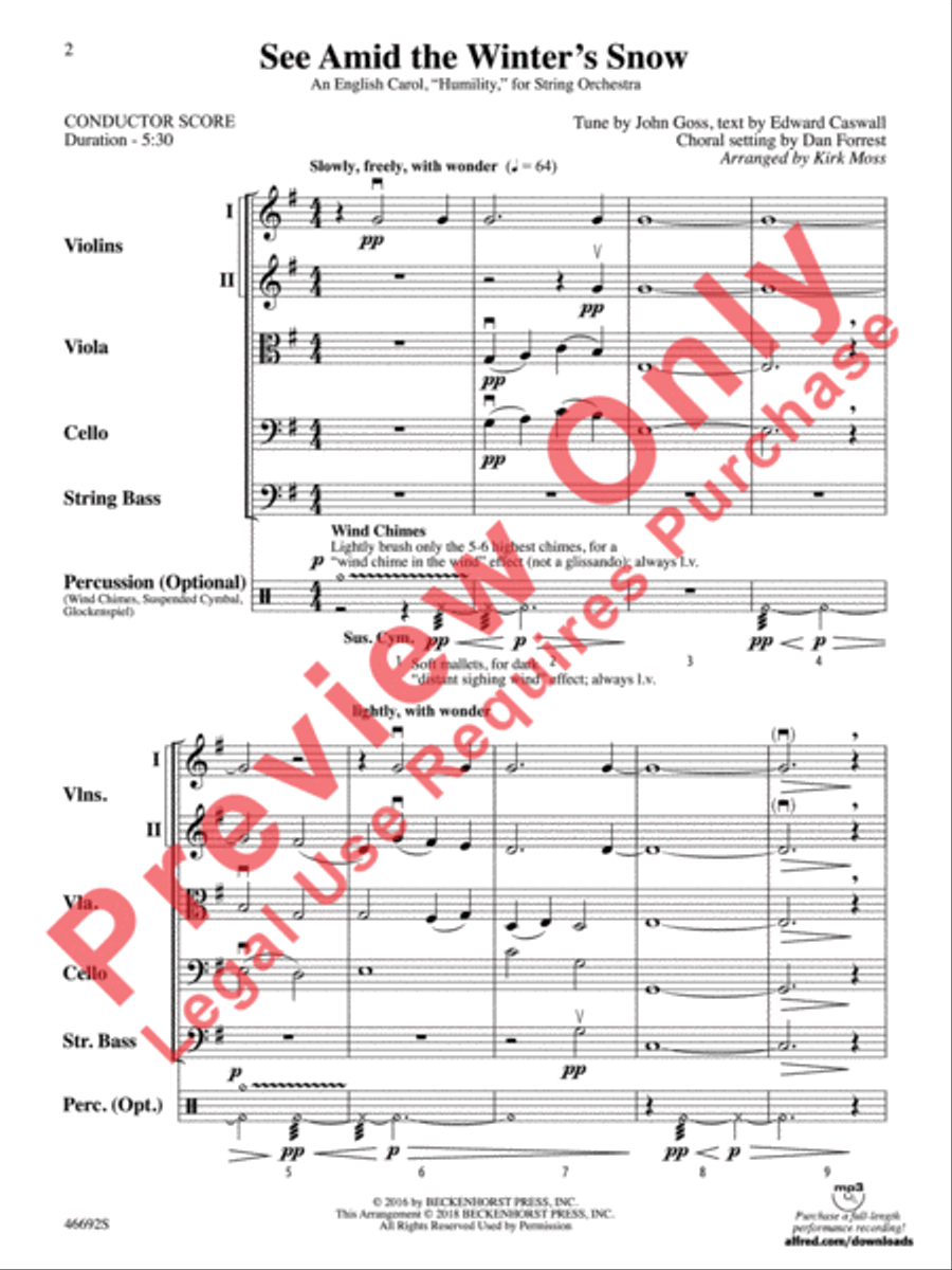 See Amid the Winter's Snow String Orchestra scores gallery preview page 3