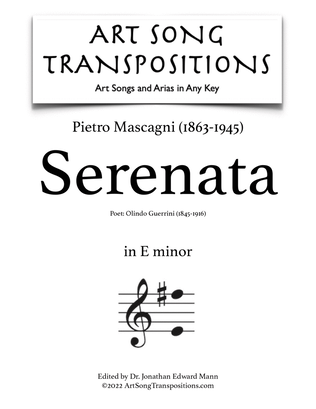Book cover for MASCAGNI: Serenata (transposed to E minor)
