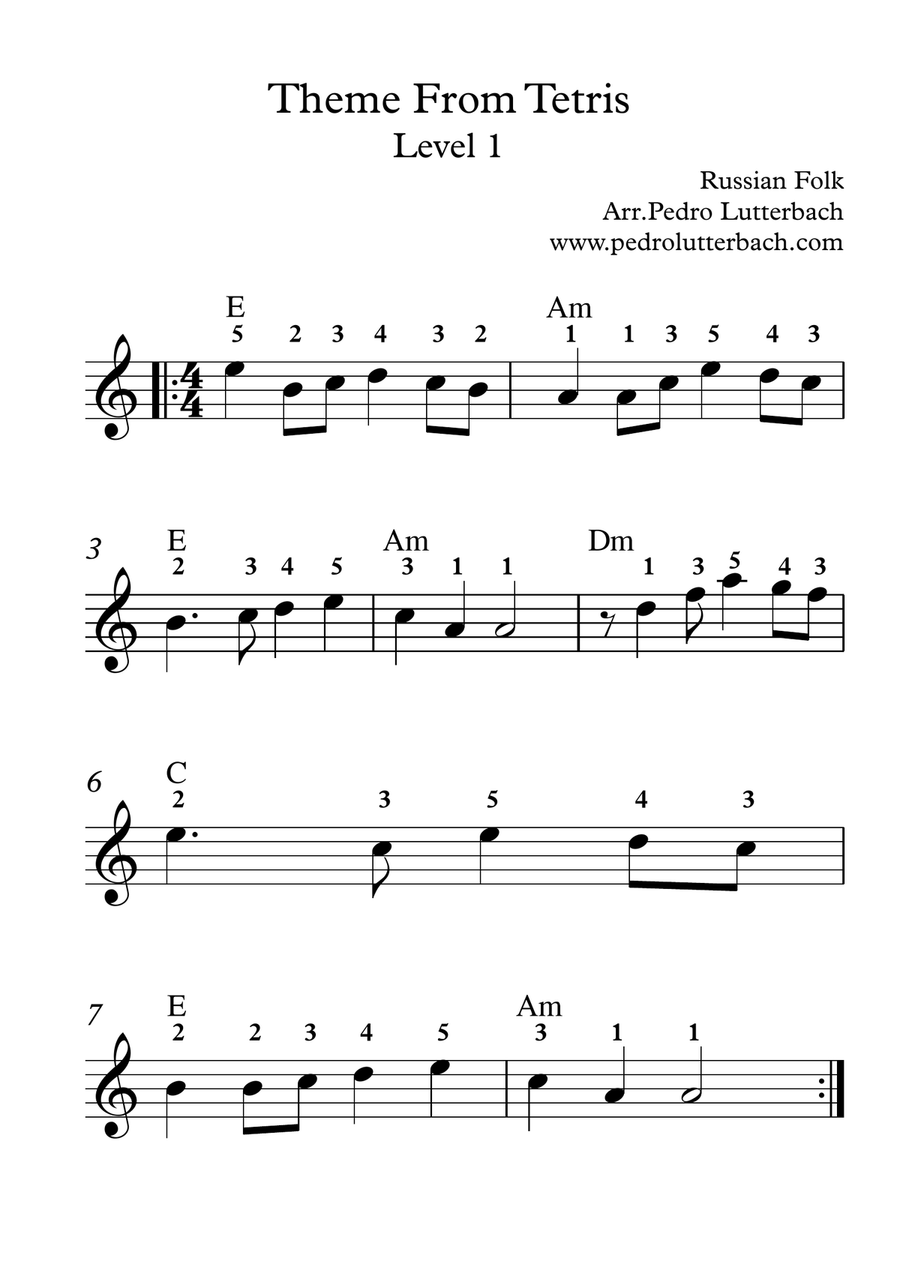 Theme From Tetris Easy Piano scores gallery preview page 1