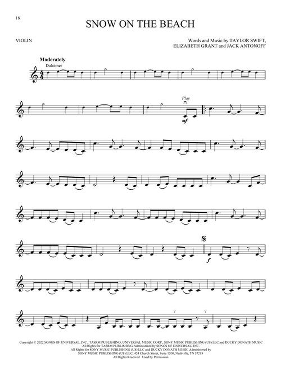 Taylor Swift – Selections from Midnights & The Tortured Poets Department Violin Solo scores gallery preview page 6
