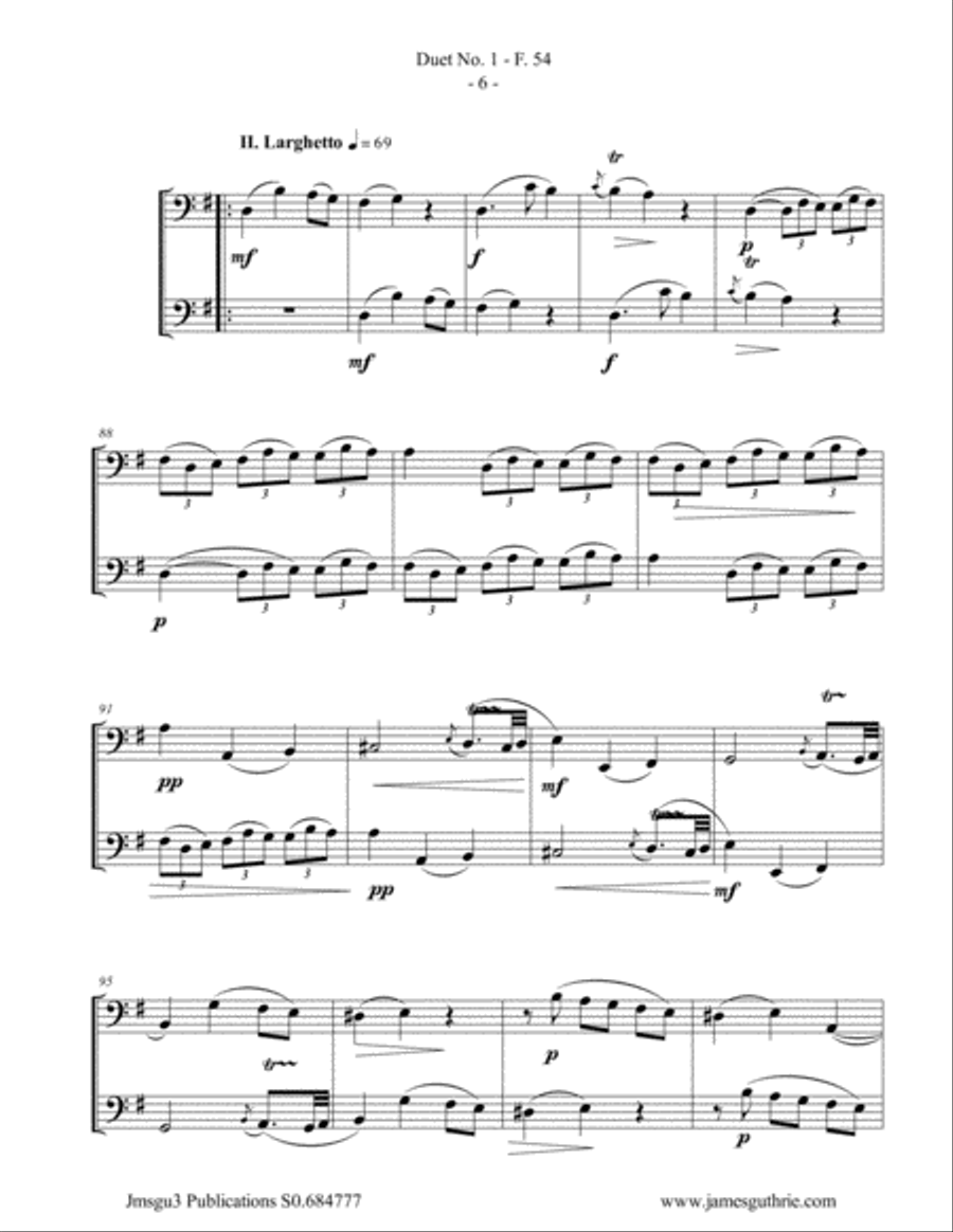 WF Bach: The Six Duets Complete for Cello Duo String Duet scores gallery preview page 6