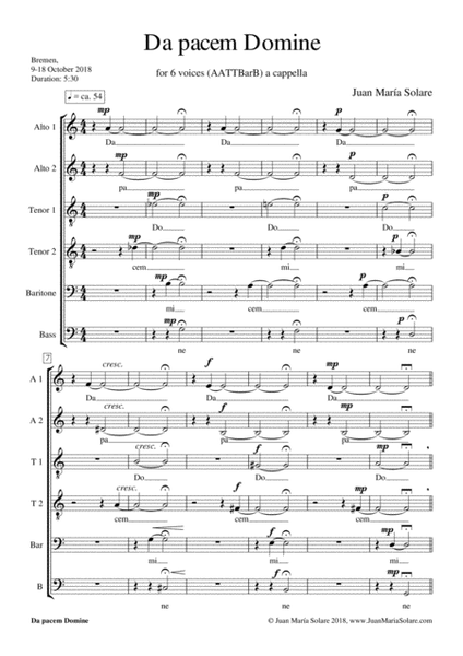 Da pacem Domine [6-part Choir AATTBarB]