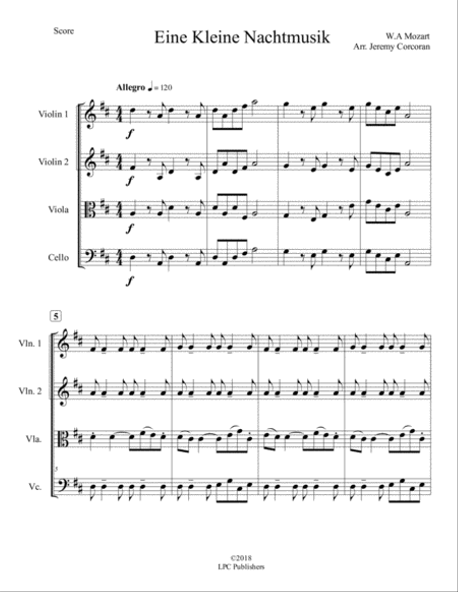 Eine Kleine Nachtmusik for String Quartet String Quartet scores gallery preview page 2