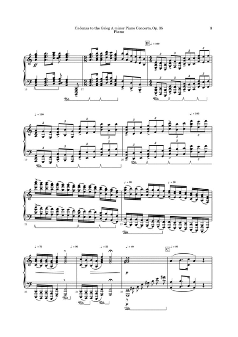 New Cadenza to the Grieg Piano Concerto in A minor Piano Solo scores gallery preview page 4