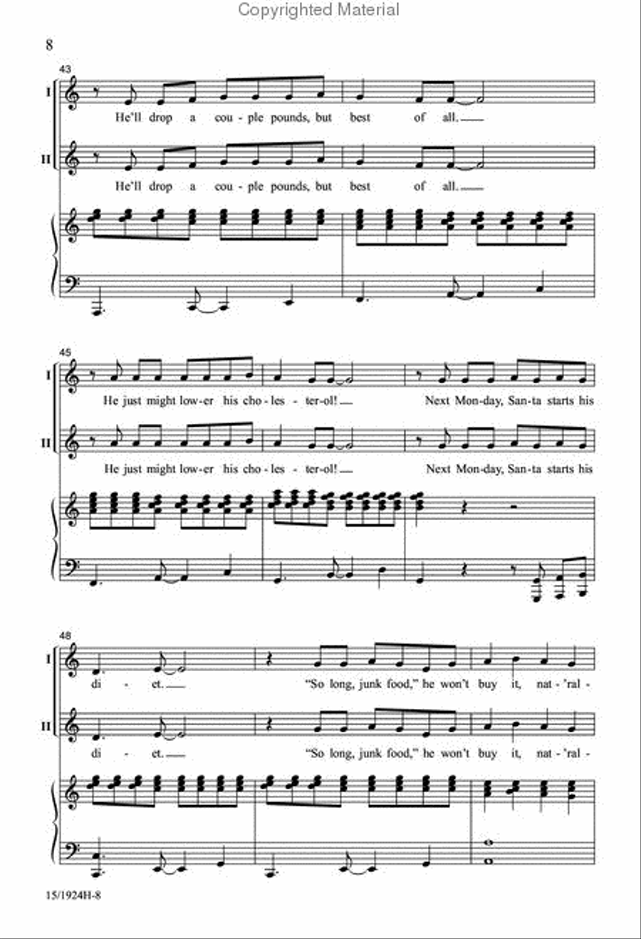 Santa's Going on a Diet Santa's Going on a Diet Unison Choir scores gallery preview page 8