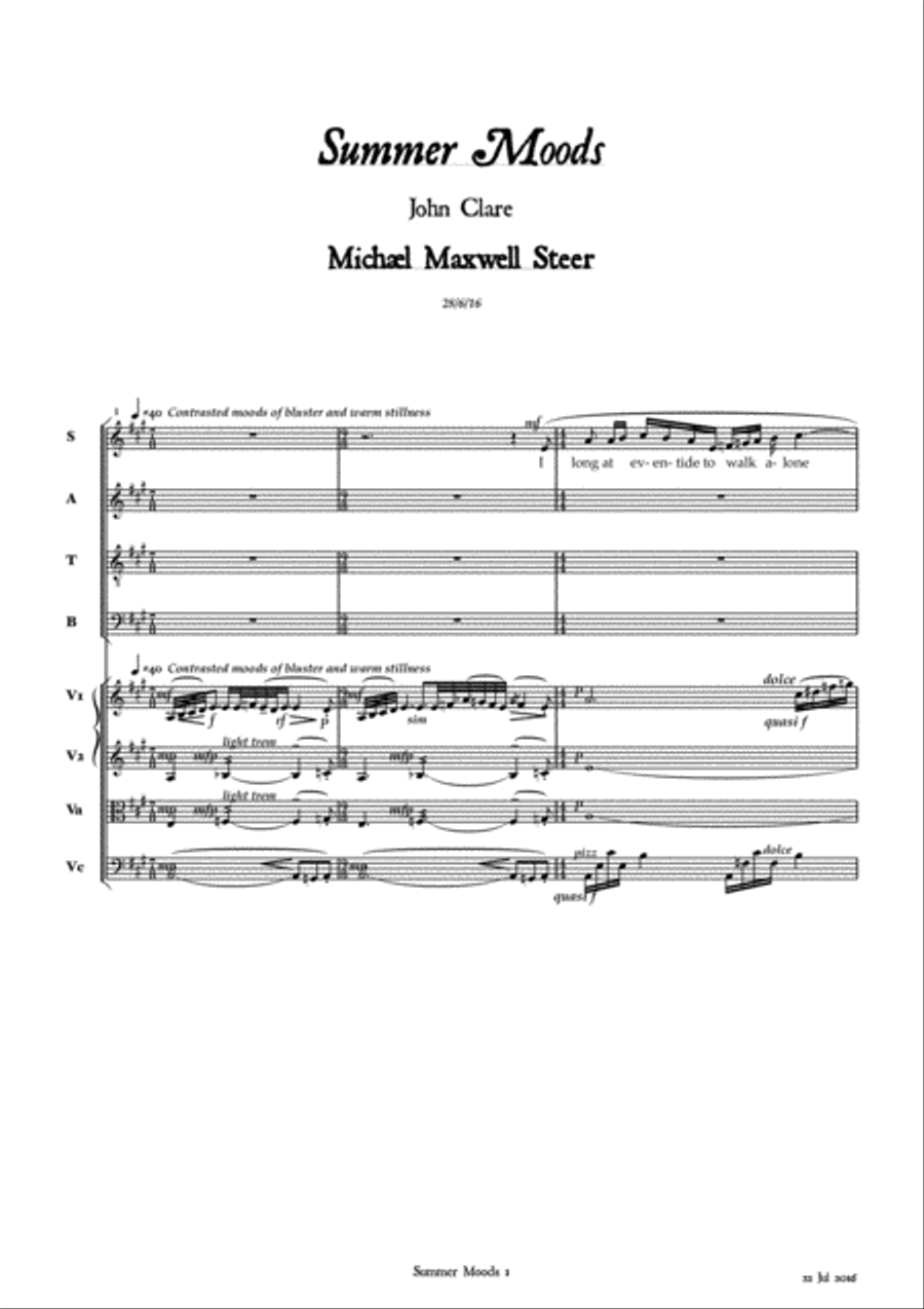 Three John Clare Songs for SATB & String Quartet 4-Part scores gallery preview page 3