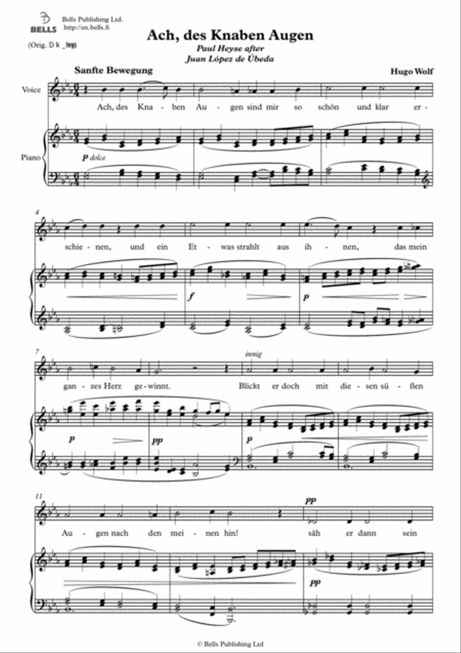 Ach, des Knaben Augen (E-flat Major) Voice Solo scores gallery preview page 1