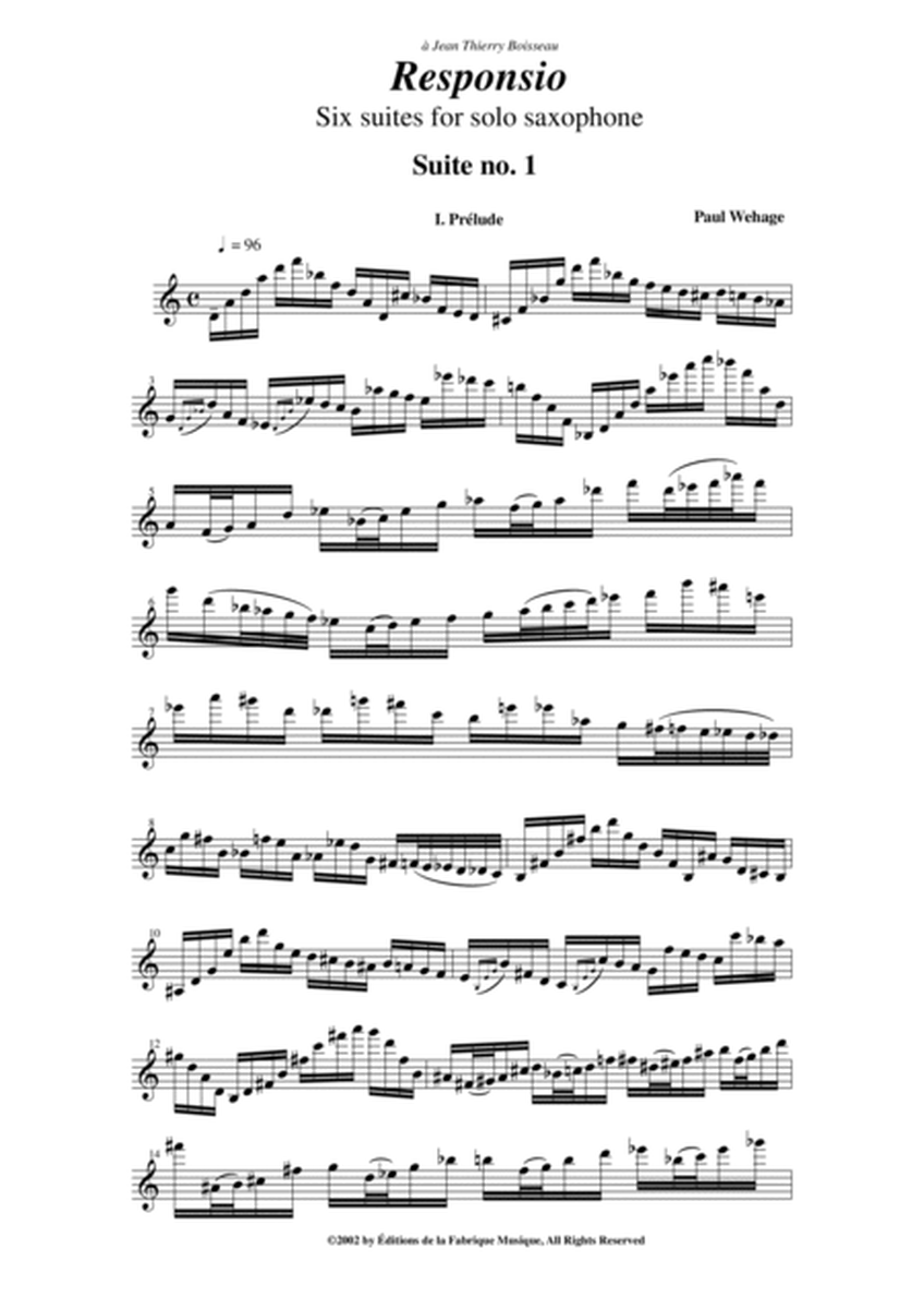 Responsio, Six Suites for solo saxophone (any)