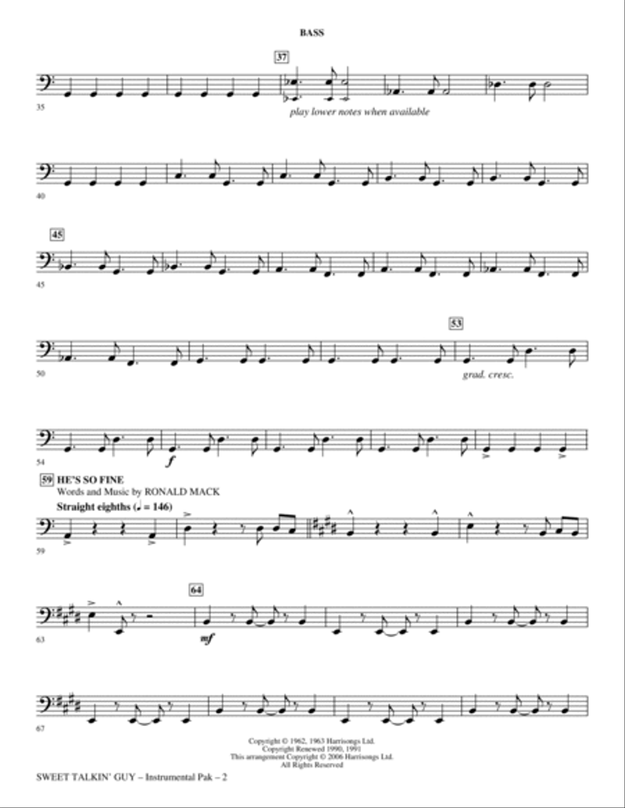 Sweet Talkin' Guy - Music Of The Chiffons (Medley) - Bass Choir scores gallery preview page 2
