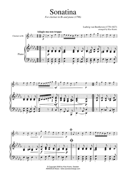 Sonatina in Bb Minor for clarinet in Bb and piano image number null