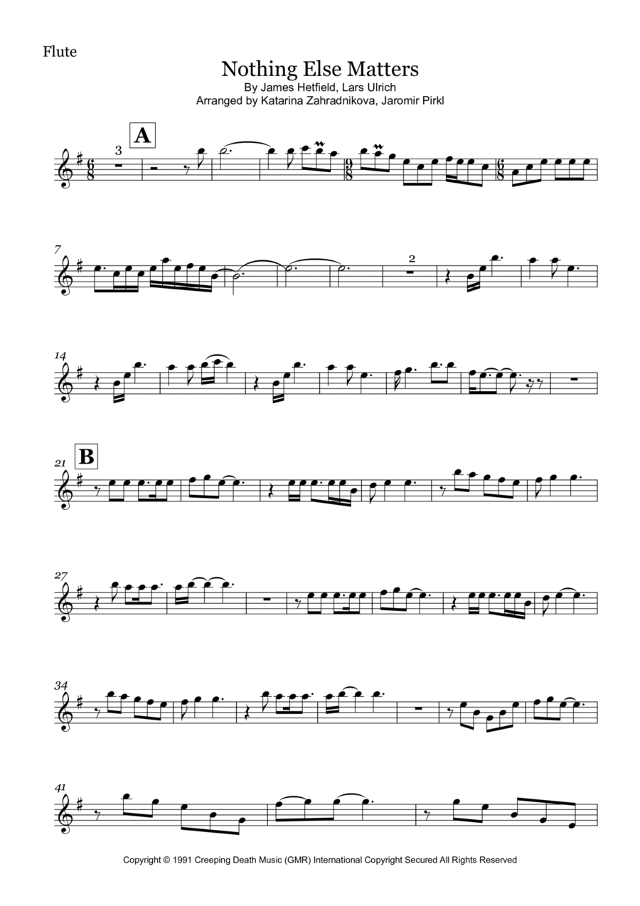 Nothing Else Matters Flute Solo scores gallery preview page 1