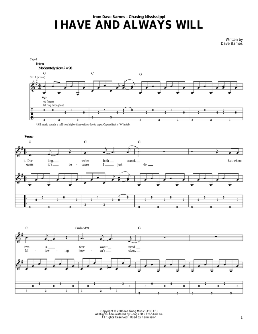 I Have And Always Will I Have And Always Will Acoustic Guitar scores gallery preview page 1