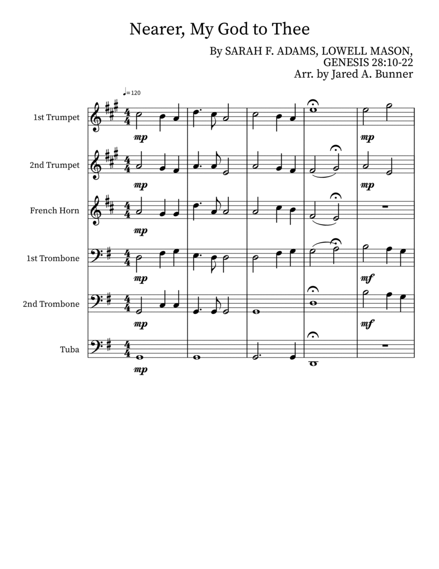 Nearer, My God to Thee Brass Band scores gallery preview page 1