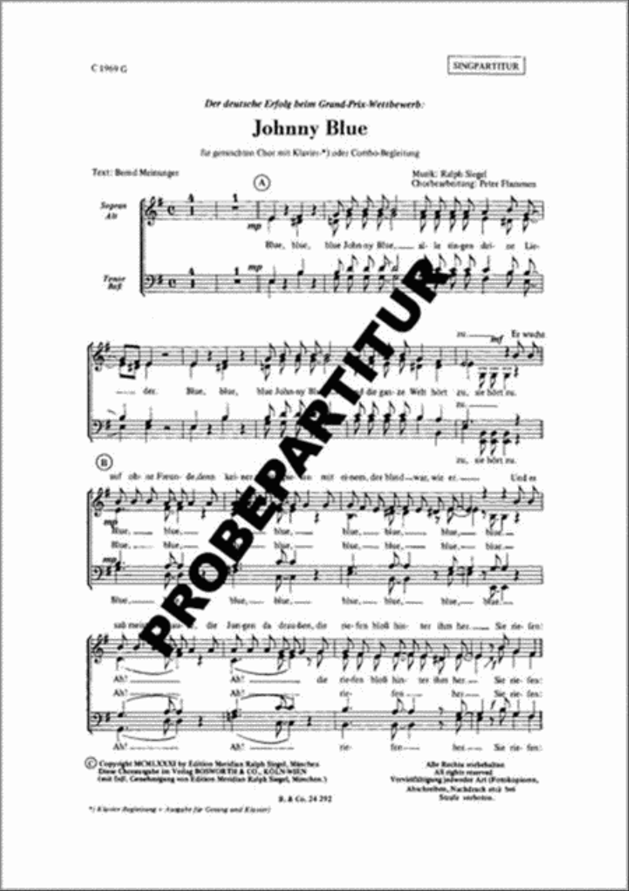 Johnny Blue Mixed Choir scores gallery preview page 1