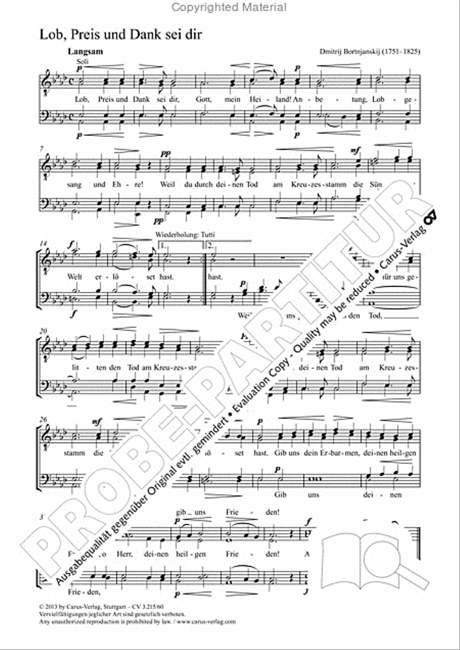 Lob, Preis und Dank sei dir Choir scores gallery preview page 2