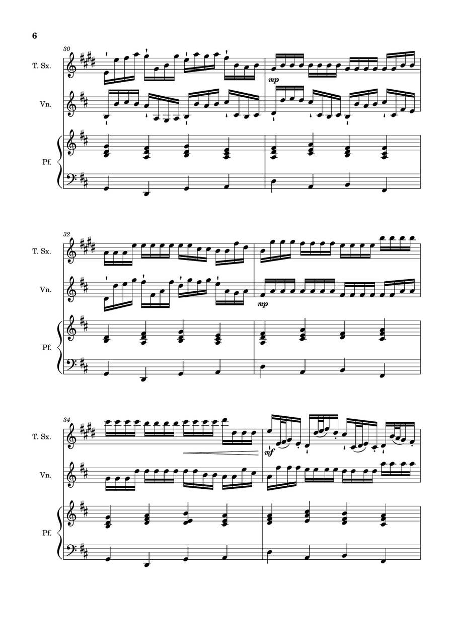 Canon in D Major, P.37; T.337. T. Sax, Violin, and Piano. Score and Parts Chamber Music scores gallery preview page 6