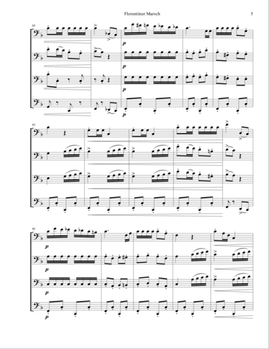Florentiner Marsch Op. 214 for bassoon quartet Woodwind Quartet scores gallery preview page 6