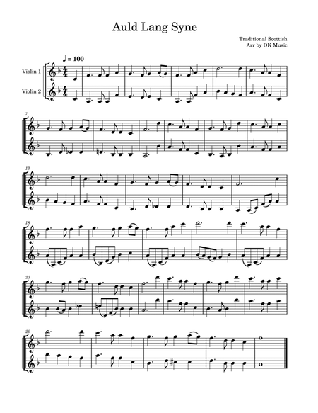 Auld Lang Syne - Violin Duet (2 violins) image number null