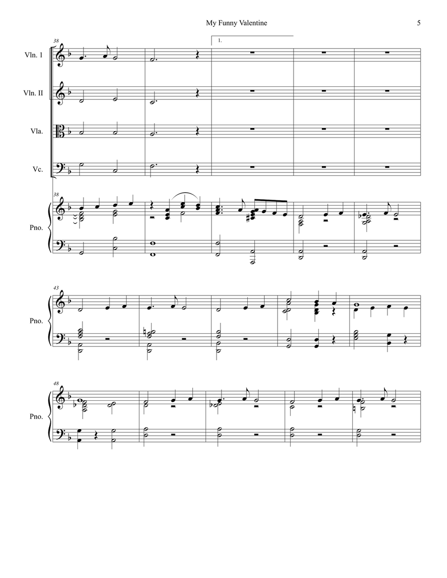 My Funny Valentine Piano Quintet scores gallery preview page 5