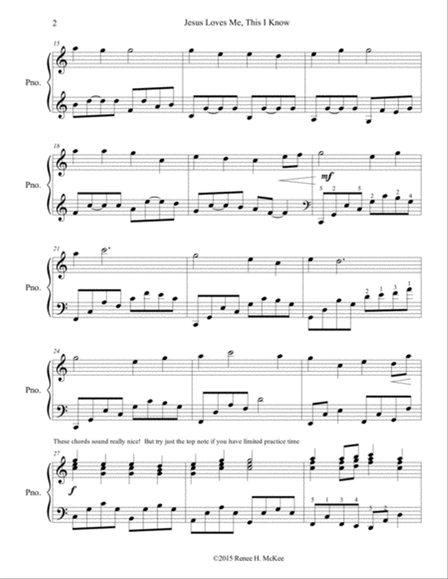 Jesus Loves Me, This I Know Piano Solo scores gallery preview page 2