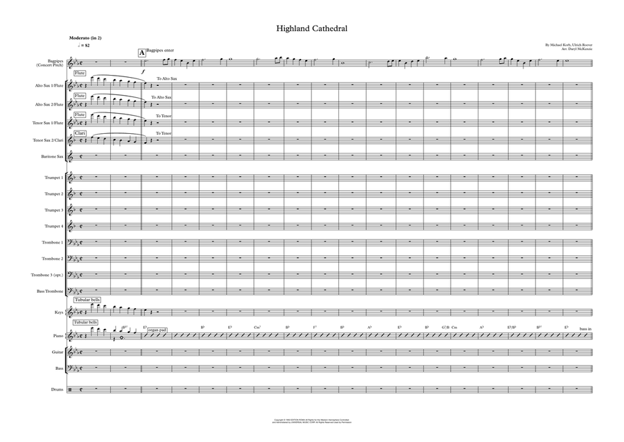 Highland Cathedral Large Ensemble scores gallery preview page 1