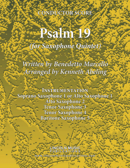 Psalm 19 - Benedetto Marcello (for Saxophone Quintet SATTB or AATTB) image number null