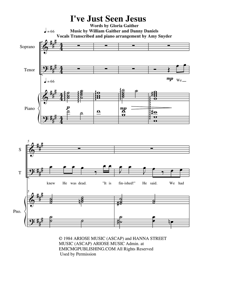 I've Just Seen Jesus Piano, Vocal scores gallery preview page 2
