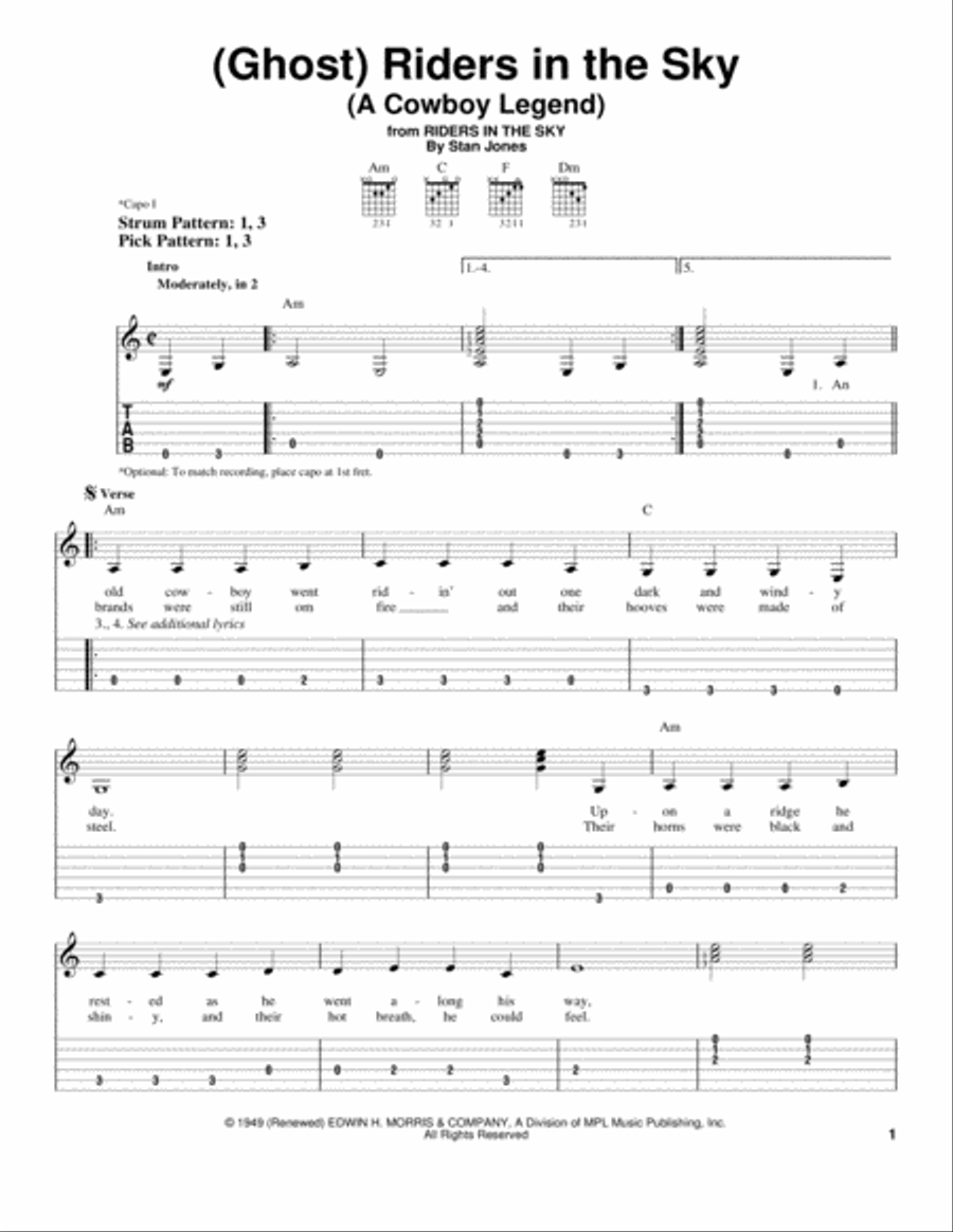 (Ghost) Riders In The Sky (A Cowboy Legend) Electric Guitar scores gallery preview page 1