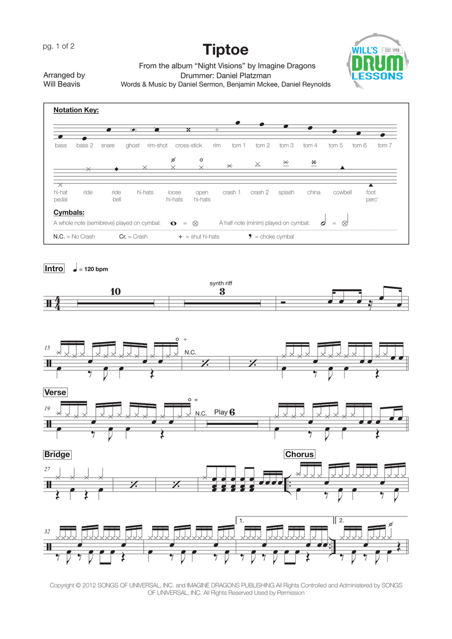 Tiptoe Drum Set scores gallery preview page 1